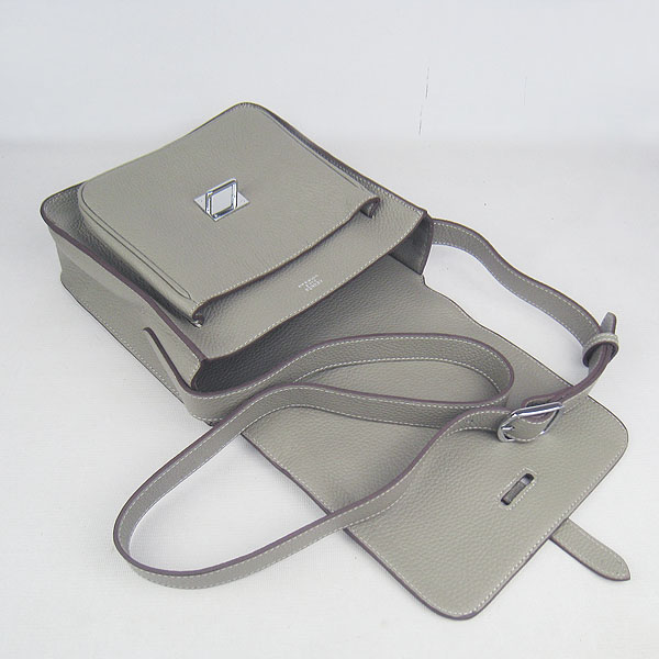 7A Hermes Togo Leather Messenger Bag Grey h2811 Replica - Click Image to Close